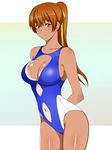  1girl breasts dark_skin dead_or_alive kagemusha kasumi_(doa) large_breasts pixiv_manga_sample ponytail solo swimsuit tanline 