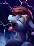  2016 equine female friendship_is_magic hair lightning mammal multicolored_hair my_little_pony open_mouth pegasus rainbow_dash_(mlp) rainbow_hair raining solo tsitra360 water wings 