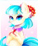  2016 blue_eyes blue_hair coco_pommel_(mlp) equine eyeshadow female flower friendship_is_magic hair horse koveliana makeup mammal my_little_pony plant pony solo sparkles 