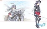  armor barding breastplate gauntlets greaves helmet highres horse komori_kei lance lisa_eostre polearm purple_hair red_eyes vambraces visor_(armor) walkure_romanze wallpaper weapon 