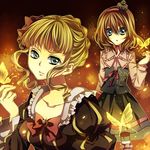  bad_id bad_pixiv_id beatrice blonde_hair blue_eyes bug butterfly crown dress hairband highres insect multiple_girls tsukioka_tsukiho umineko_no_naku_koro_ni ushiromiya_maria 