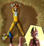  2016 bdsm blush bobby_(dreamkeepers) breasts canine cheetah clothed clothing dreamkeepers duo ear_piercing feline female fur grin hair hands_behind_head jewelry loincloth lord-kiyo lying male mammal navel necklace nipples on_back open_mouth orange_hair piercing pink_fur pink_hair sun topless viriathus yellow_fur 