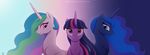  2015 akeahi blue_eyes blue_hair equine female feral friendship_is_magic group hair horn long_hair looking_at_viewer mammal multicolored_hair my_little_pony princess_celestia_(mlp) princess_luna_(mlp) purple_eyes smile star twilight_sparkle_(mlp) unicorn winged_unicorn wings 