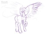  2016 butt equine feathered_wings feathers female feral friendship_is_magic hair horn long_hair mammal my_little_pony princess_celestia_(mlp) sketch solo spread_wings tongue tongue_out weasselk winged_unicorn wings 
