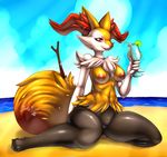  2016 anthro braixen breasts canine female fur mammal mnxenx001 nintendo nipples nude open_mouth pok&eacute;mon red_eyes solo stick video_games white_fur yellow_fur 