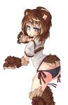  animal_ear_fluff animal_ears ass barb-tan bear_ears bear_girl bear_tail black_panties blue_eyes borrowed_character brown_hair claws from_behind heart heart-shaped_pupils highres leg_ribbon looking_at_viewer looking_back multicolored_hair no_pants open_mouth original panties paws ribbon shirt short_hair side-tie_panties solo sub-res symbol-shaped_pupils t-shirt tail transparent_background two-tone_hair underwear 