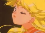  1girl 90s aino_minako animated animated_gif bishoujo_senshi_sailor_moon blonde_hair earrings eyes_closed female finger_to_mouth jewelry long_hair magical_girl neck necklace sailor_venus solo super_sailor_venus tiara upper_body wink 