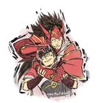  2boys anger_vein artist_request brown_hair father_and_son fire_emblem fire_emblem_if multiple_boys nintendo ryouma_(fire_emblem_if) shinonome_(fire_emblem_if) spiked_hair 