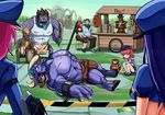  ^o^ alistar_(league_of_legends) annie_hastur armlet belt blood blue_hair blue_skirt brand_(league_of_legends) breasts brown_hair bucket caitlyn_(league_of_legends) cart caution_tape chair cleavage cleaver closed_eyes crime_scene cuffs dagger death dr._mundo field fingernails fire flame full_body garen_crownguard grass green_eyes hat katarina_du_couteau lampion lantern league_of_legends loincloth long_hair mary_janes medium_breasts midriff minotaur monster muscle navel nose_piercing piercing pink_hair pleated_skirt police police_hat police_uniform policewoman puffy_sleeves red_hair shackles shoes skirt squatting stomach stool teeth thighs tibbers translation_request twisted_fate uniform very_long_hair vi_(league_of_legends) weapon 