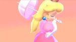  1girl animated animated_gif bangs blonde_hair blown_kiss blue_eyes crown dress elbow_gloves gloves gradient gradient_background head_tilt kiss long_hair looking_at_viewer nintendo parasol princess_peach puffy_sleeves simple_background solo sparkle super_mario_bros. wink 