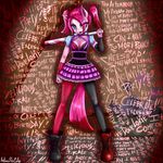  2016 absurd_res anibaruthecat anthro anthrofied baseball_bat batman batman_(series) blue_eyes boots clothed clothing cosplay earth_pony english_text equine female footwear friendship_is_magic hair harley_quinn hi_res horse legwear lipstick mammal my_little_pony pink_hair pinkie_pie_(mlp) pony solo text 