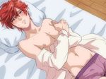  1boy bed blush gekkan_shoujo_nozaki-kun male_focus mikoshiba_mikoto rinoko solo topless underwear undressing 
