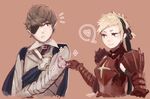  1boy 1girl artist_request blonde_hair brown_hair crimson_(fire_emblem_if) eyepatch fire_emblem fire_emblem_if my_unit_(fire_emblem_if) nintendo spoken_heart upper_body 