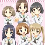  black_hair brown_eyes brown_hair everyone girls_und_panzer ma-2_(konkon_kitakitsune) maruyama_saki multiple_girls oono_aya sakaguchi_karina sawa_azusa uniform utsugi_yuuki yamagou_ayumi 