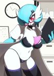  clipboard clothed clothing dr._voir eyewear female gardevoir glasses humanoid lab_coat nintendo panties pok&eacute;mon pok&eacute;mon_(species) shiny underwear unousaya video_games 