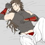  1boy abs bed fire_emblem fire_emblem_if flat_color gloves looking_at_viewer male_focus muscle naughty_face pecs pov ryouma_(fire_emblem_if) solo tagme u_(lastcrime) underwear undressing 