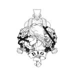  birthmark chain character_name clenched_hands dio_brando earrings flower greyscale highres huang_lia jewelry jojo_no_kimyou_na_bouken male_focus monochrome plant profile rose scar spikes stand_(jojo) stardust_crusaders the_world vines 