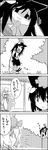  &gt;_&lt; 4koma animal_ears bound brooch cat cat_tail chen closed_eyes comic commentary empty_eyes fox_tail greyscale hat highres imaizumi_kagerou jewelry long_sleeves mob_cap monochrome multiple_girls multiple_tails nekomata open_mouth pillow_hat pole short_hair single_earring smile socks tail tani_takeshi tassel tied_up too_many too_many_cats touhou translated wide_sleeves wolf_ears wolf_tail yakumo_ran yukkuri_shiteitte_ne 