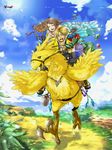  1girl blonde_hair brown_hair chocobo final_fantasy final_fantasy_x final_fantasy_x-2 hair_ornament jewelry necklace short_hair smile tidus yomugi yuna_(ff10) 