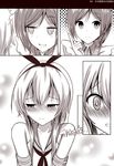  blush comic greyscale highres kantai_collection mamiya_(kantai_collection) monochrome multiple_girls shimakaze_(kantai_collection) silent_comic tama_satou 