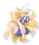  animal_ears bad_id bad_pixiv_id barefoot blonde_hair blush fang fox_ears fox_tail full_body highres ootsuki_momiji open_mouth solo tail tears touhou touhou_ayaria_epic transparent_background yakumo_ran yellow_eyes 