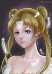  bad_id bad_pixiv_id bangs bare_shoulders bishoujo_senshi_sailor_moon blonde_hair blue_eyes closed_mouth crescent double_bun eyelashes face facial_mark feathers forehead_mark hair_ornament hairclip highres light_smile lips long_hair looking_at_viewer parted_bangs portrait princess_serenity realistic solo toast_(artist) tsukino_usagi twintails white_feathers 