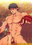  2boys abs bara black_hair cum erection handjob male_focus multiple_boys muscle pecs penis ryuu_(street_fighter) street_fighter sweat tagme testicles undressing wine yaoi 