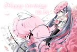  blue_eyes choker ciel_phantomhive crossdressing dated dress flower hair_over_one_eye happy_birthday hat hat_flower kuroshitsuji male_focus otoko_no_ko petals shion_(56590311) smile solo strapless strapless_dress victorian 