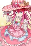  2016 alternate_costume bad_id bad_twitter_id bangs big_hat blue_eyes bow claws collar dated dress elbow_gloves elizabeth_bathory_(fate) elizabeth_bathory_(fate)_(all) fate/extra fate/extra_ccc fate/grand_order fate_(series) flower frilled_collar frilled_dress frills gloves gradient gradient_background hand_on_headwear hat hat_flower hat_ornament hinatsu layered_dress lolita_fashion long_hair looking_at_viewer multicolored multicolored_clothes multicolored_dress nail_polish open_mouth pig pink_dress pink_flower pink_hair pink_hat pink_nails pink_rose pointy_ears polka_dot polka_dot_dress ribbon rose sidelocks sleeveless sleeveless_dress smile solo squirrel striped striped_hat top_hat vertical_stripes wrist_cuffs yellow_background 