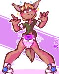  animate_inanimate anthro blush canid canine diaper evil_face fennec fox lilchu male mammal nervous possession shaking solo trembling 