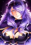  absurdres armor bangs black_armor breasts camilla_(fire_emblem_if) capelet fire_emblem fire_emblem_if highres invidiata large_breasts lips long_hair purple_hair shiny shiny_clothes shiny_hair shiny_skin solo strap tiara 