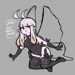  anne_(bravely_second) antenna_hair artist_request bangs black_gloves blunt_bangs blush bravely_default:_flying_fairy bravely_default_(series) bravely_second:_end_layer commentary_request elbow_gloves english fairy fairy_wings full-face_blush full_body gloves highres leotard looking_at_viewer pointy_ears simple_background smile solo thighhighs white_hair wings 