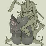  :&gt; animal_ears blush bunny_ears bunny_girl bunnysuit character_request condom condom_in_mouth cum cum_on_body cum_on_lower_body eyelashes feet leg_hug long_hair mouth_hold pantyhose pas_(paxiti) pov_feet solo spot_color thighband_pantyhose toes wrist_cuffs 
