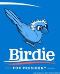  2016 avian bernie_sanders bird birdie_sanders blue_theme cute english_text eyewear feathers glasses humor karpour meme politics solo text 
