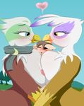  &lt;3 2016 anthro avian big_breasts black_sclera blue_eyes blush breast_squish breasts breasts_frottage digitaldomain123 equine erection eye_contact fan_character female female/female friendship_is_magic gilda_(mlp) greta_(mlp) group gryphon horse huge_breasts larger_female male mammal my_little_pony orange_eyes outside penis pony precum size_difference smaller_male yellow_eyes 