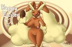  &lt;3 2016 anthro anthrofied areola big_breasts black_sclera breasts brown_background brown_fur candy chocolate clitoris cream_fur easter egg english_text erect_nipples female food fur hand_on_hip holidays lagomorph latiar lopunny mammal navel nintendo nipples nude one_eye_closed open_mouth pok&eacute;mon pok&eacute;morph pussy red_eyes signature simple_background smile solo text tongue video_games wide_hips wink 