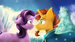  blackligerth cutie_mark duo equine eye_contact female friendship_is_magic fur hair hi_res horn male mammal multicolored_hair my_little_pony outside smile starlight_glimmer_(mlp) sunburst_(mlp) two_tone_hair unicorn 