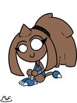  2016 chibi female hitmontop horn looking_at_viewer mysterywhiteflame nintendo pok&eacute;mon ponytail simple_background sitting solo video_games white_background 