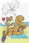  &lt;3 3_toes ? almonds_(artist) anthro anus areola beach beauty_mark breasts brown_fur butt eyelashes female flower fur hi_res looking_at_viewer lying mammal nickelodeon nipples on_side outside plant pussy rodent sandy_cheeks seaside solo spongebob_squarepants squirrel teeth toes traditional_media_(artwork) umbrella 