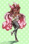  2016 alternate_color anthro anthrofied areola big_breasts black_nose black_sclera bow_tie breasts brown_fur butt clothed clothing easter egg eifie english_text female fishnet fur green_background high_heels holidays lagomorph lopunny mammal nintendo nipples pink_fur pok&eacute;mon pok&eacute;morph pussy pussy_floss raised_arm raised_leg red_eyes shiny_pok&eacute;mon signature simple_background smile teeth text video_games 
