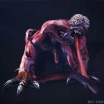  3d_(artwork) anthro balls capcom cum digital_media_(artwork) erection hi_res human humanoid humanoid_penis killystein licker male mammal monster nightmare_fuel not_furry open_mouth penis resident_evil simple_background solo teeth tongue tongue_out video_games 