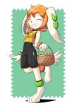  2016 anklet anthro barefoot basket bracelet breasts canine clothed clothing cream_fur dog easter easter_eggs eyes_closed female freedom_planet freedom_planet_2 fur goshaag hair holidays jewelry long_ears mammal milla_basset orange_hair smile solo video_games 