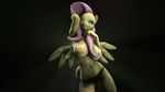  2016 3d_(artwork) anthro anthrofied areola big_breasts breasts clothed clothing digital_media_(artwork) equine female fluttershy_(mlp) friendship_is_magic hair hi_res hooves-art_(artist) horse huge_breasts looking_at_viewer mammal my_little_pony nipples pony simple_background smile 