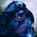  2013 absurd_res blue_eyes blue_fur blue_hair crown equine female feral friendship_is_magic fur hair hi_res horn jewelry looking_at_viewer mammal mellow-iris my_little_pony portrait princess_luna_(mlp) smile solo winged_unicorn wings 