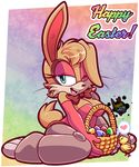  2016 amuzoreh anthro breasts bunnie_rabbot cleavage clothed clothing cure easter egg female hi_res holidays lagomorph mammal one_eye_closed rabbit smile solo sonic_(series) wink 
