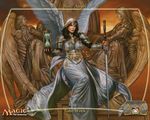  1280x1024 angel hourglass magic:_the_gathering magic_the_gathering sandglas stoic_angel sword weapon wings 