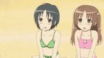  animated animated_gif beach bikini bouncing_breasts breast_envy breasts cleavage flat_chest hair_bobbles hair_ornament lowres minami-ke minami_haruka multiple_girls sand screencap small_breasts swimsuit tankini twintails two_side_up uchida_yuka yoshino_(minami-ke) 