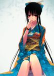  1girl beauty elegant female gradient gradient_background japanese_clothes kimono long_hair original refeia solo 
