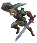  absurdres belt belt_pouch blonde_hair blue_eyes boots bracer earring fighting_stance fingerless_gloves hat link male official_art pointy_ears portrait shield solo sword the_legend_of_zelda twilight_princess 