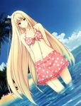  bikini blonde_hair caucasus highres innocent_grey nanatsuki_shion red_eyes solo sugina_miki swimsuits very_long_hair water 